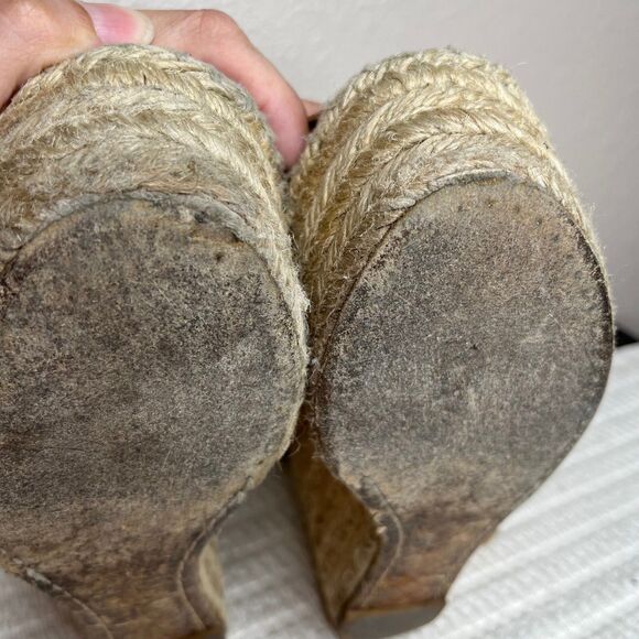 Chloe Lauren Reef Peep Toe Wedge Heel Suede Espadrille Wedge Sandal Size 7.5 - Picture 9 of 11